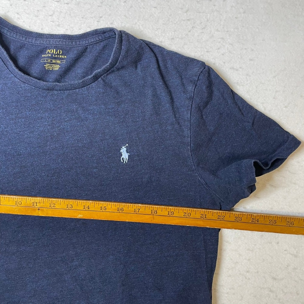Polo Ralph Lauren T-Shirt Mens Large‎ Navy Blue Short Sleeve Pony Logo Crew Neck - Picture 4 of 6